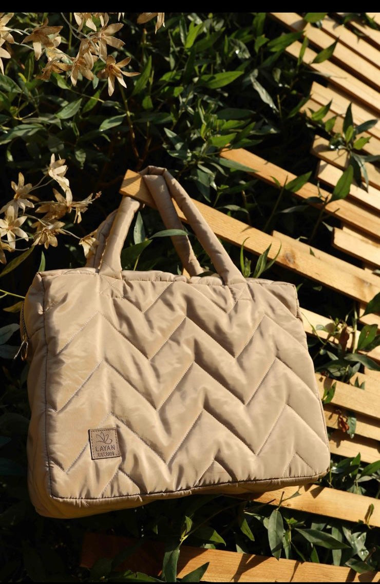 Beige Box puffer bag